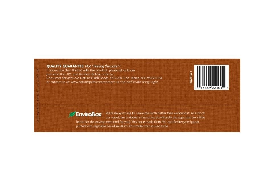 Nature’s Path Organic Breakfast Cereal, Heritage Flakes, 33.5oz Box.