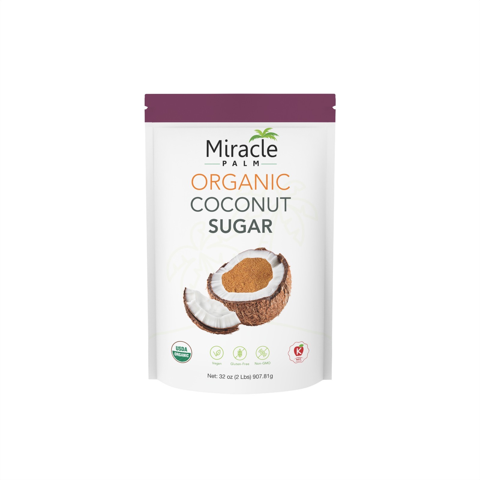 Miracle Palm Organic Coconut Sugar – 2 lbs Pouch