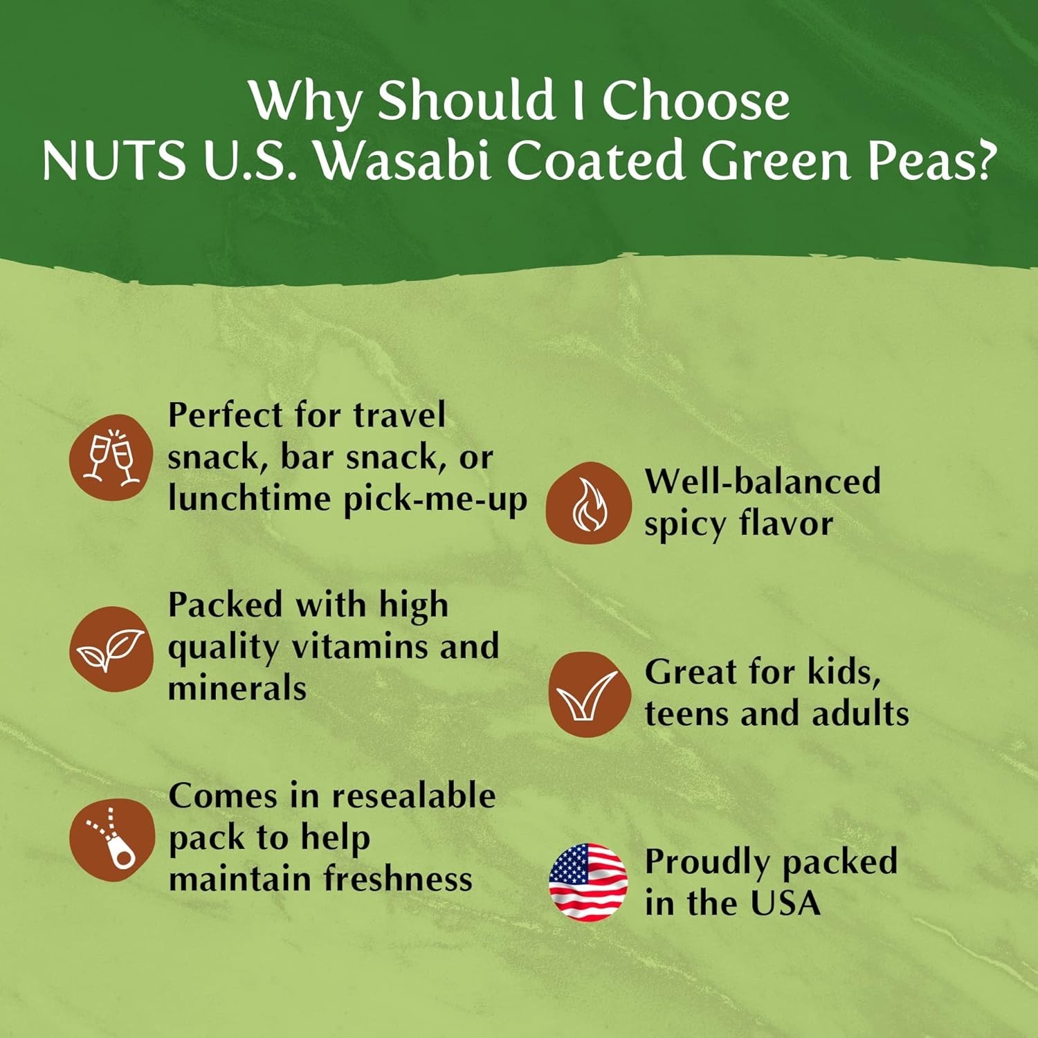 Delicious Wasabi Green Peas – 48oz Crunchy Snack in Resealable Bag