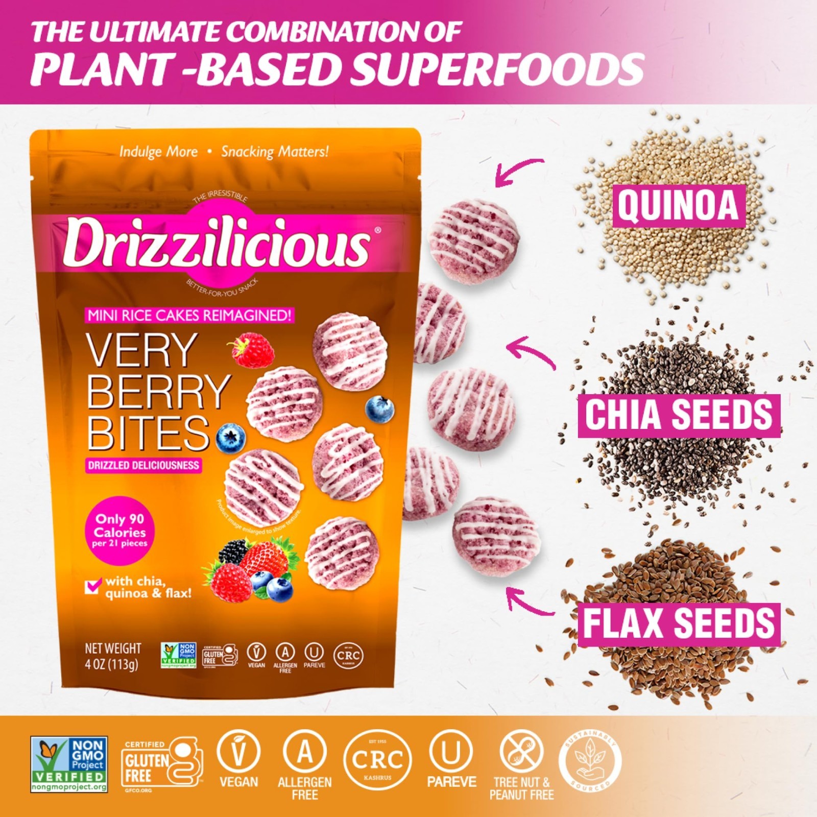Mini Flavored Rice Cakes – Very Berry, Vegan, Gluten-Free, Healthy Snack, 90 Cal