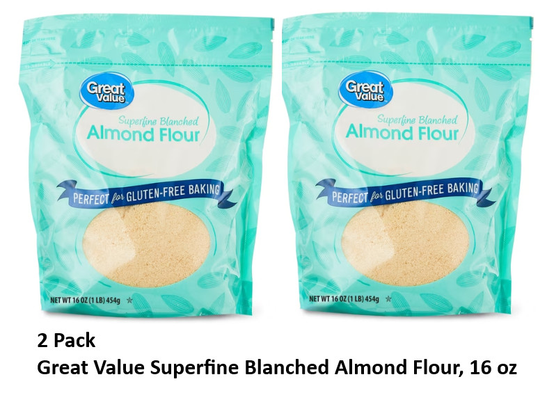 Great Value Superfine Blanched Almond Flour, 16 oz (Pack-2)