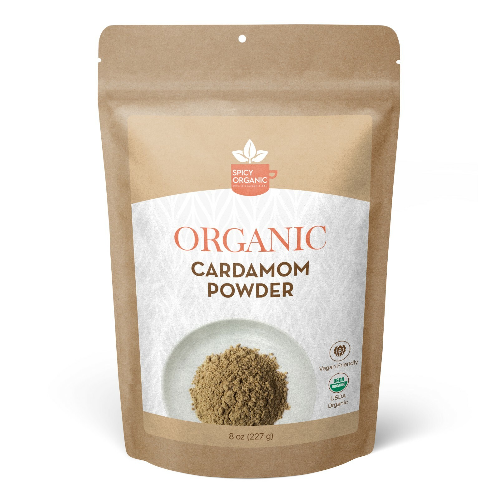Organic Ground Cardamom Powder (8 OZ) Pure Green Cardamom Spice for Tea and More