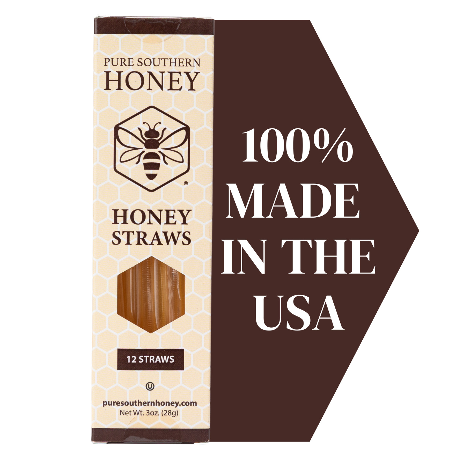 Honey Straws/ Sticks Gift Set by Pure Southern Honey, Raw & Unfiltered Honey