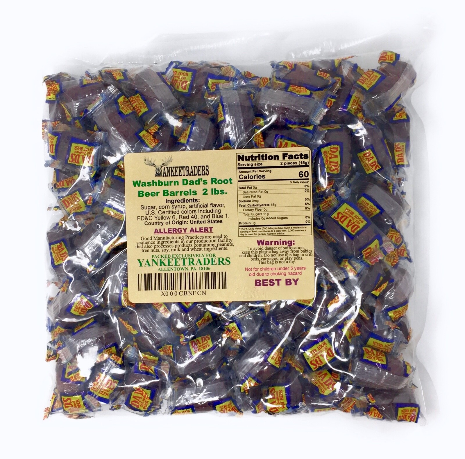 Dad’s Root Beer Barrels Hard Candy, 2 lbs. ~ YANKEETRADERS® ~ FREE SHIPPING