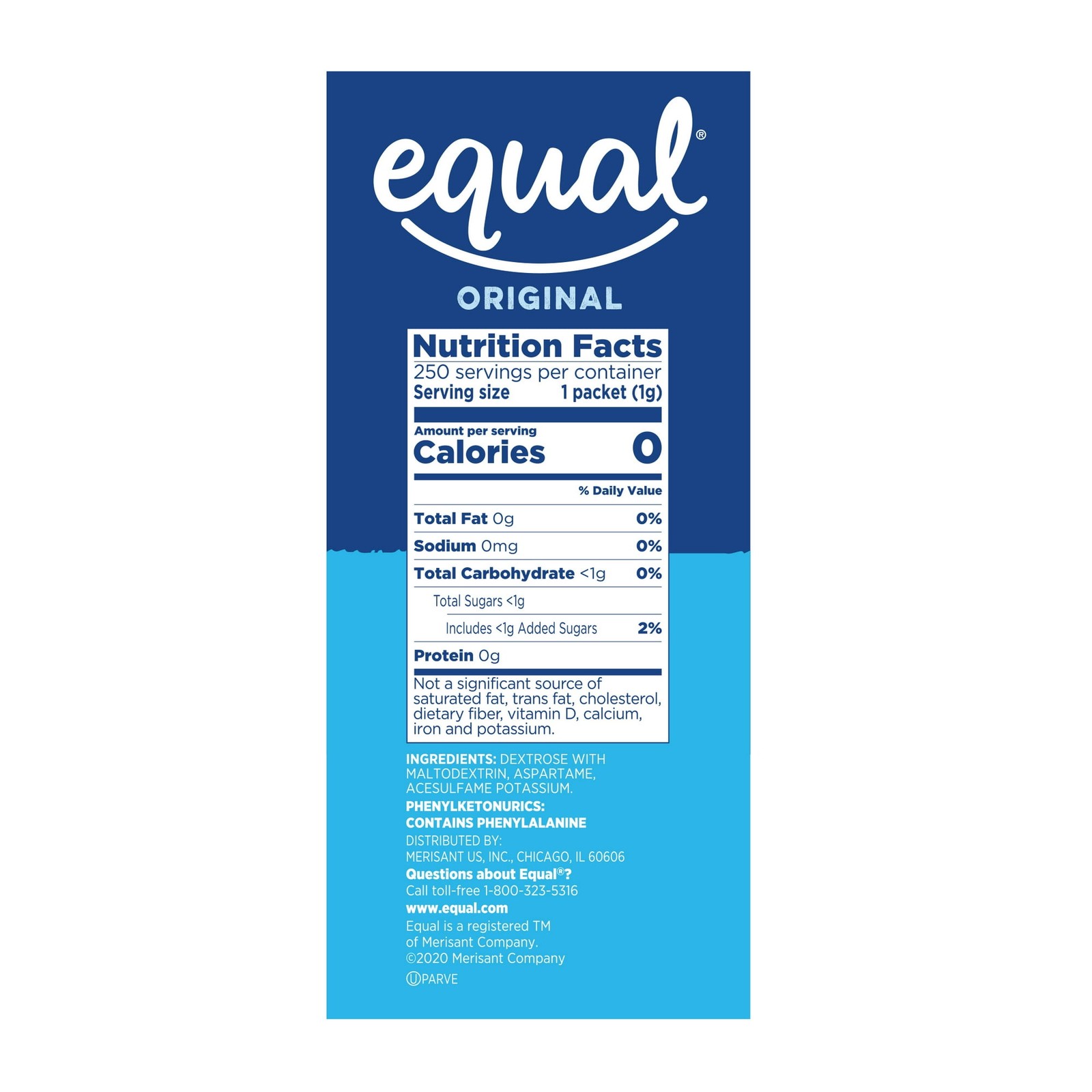 Equal Coffee and Tea Sweetener Sugar Free Sweetener 250ct