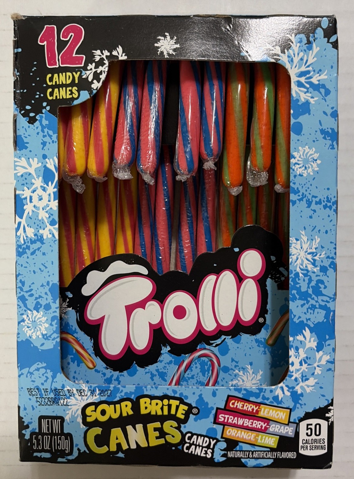 Trolli Sour Brite Candy Canes 12 Count Box 5.3 oz Best By 12/31/27