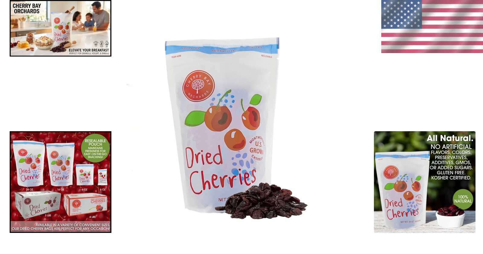 16oz Resealable Dried Montmorency Tart Cherries – Non-GMO & High in Antioxidants
