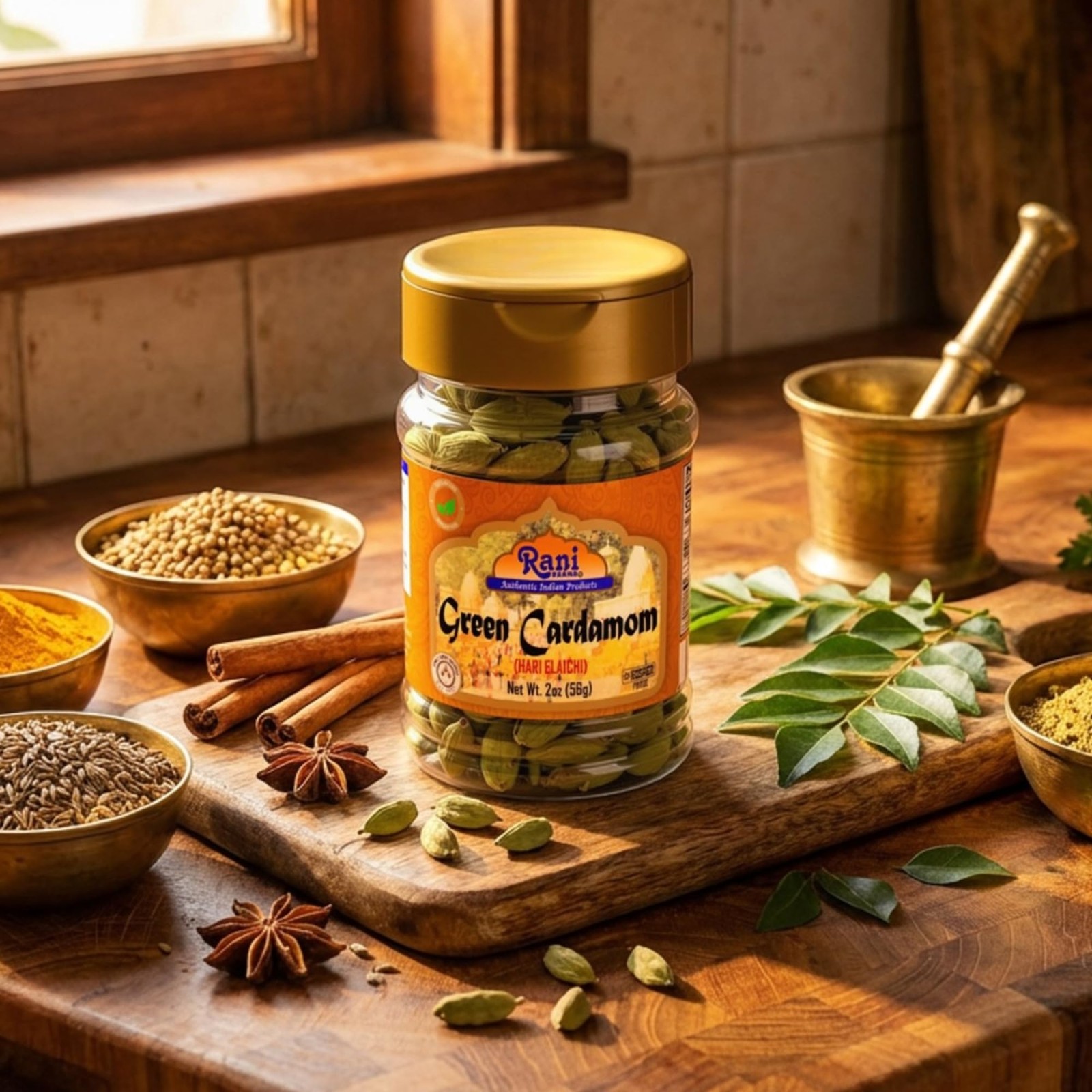 Rani Green Cardamom Pods Spice (Hari Elachi) 2oz (56gms)