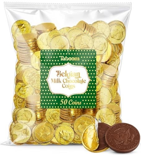 Smooth Belgian Milk Chocolate Gold Coins – 50pcs, Perfect for St. Patrick’s Day