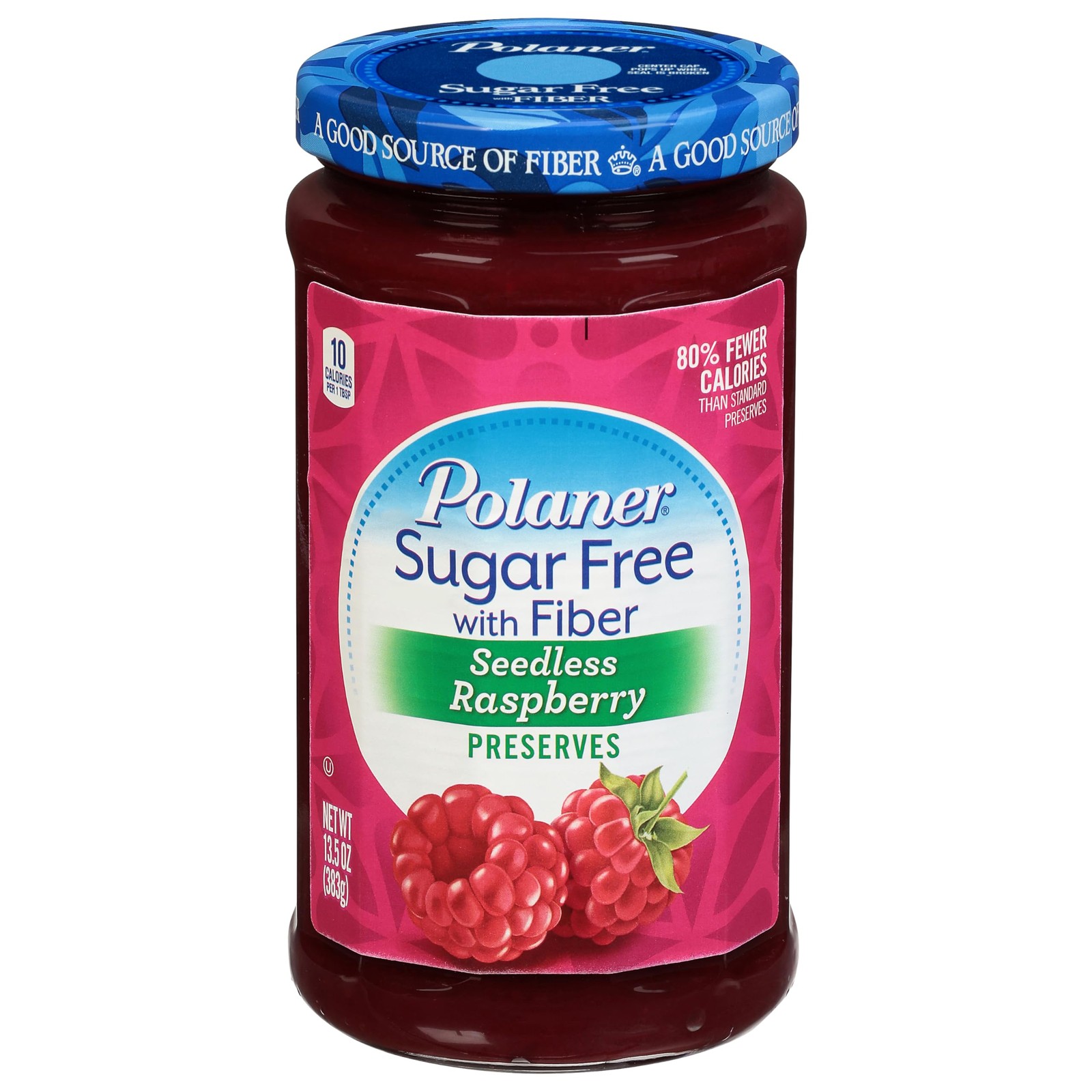 Polaner Sugar Free with Fiber, Seedless 13.51 Ounce (Pack of 1), No Color