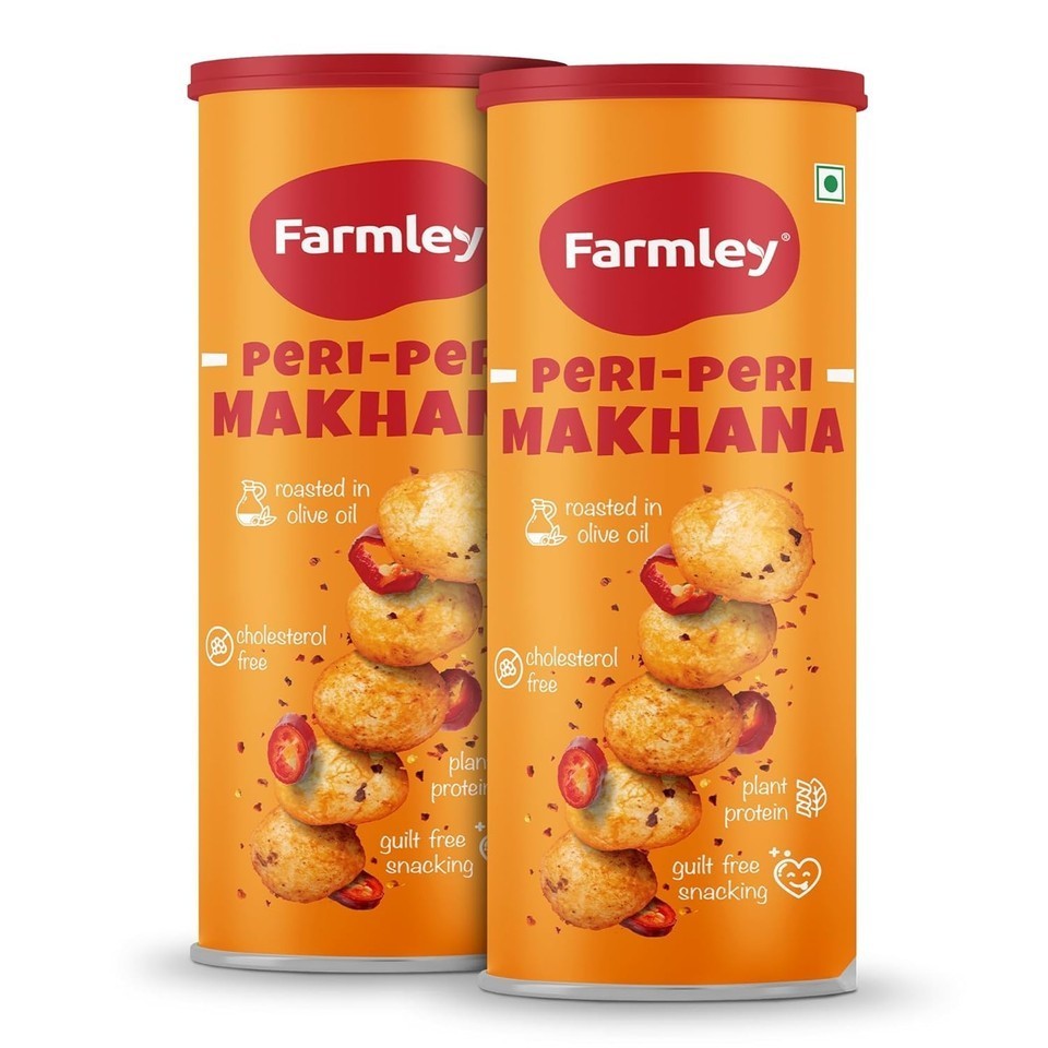Farmley Roasted Makhana, Peri Peri Flavour | 77g Each (Pack OF 2) Free Shipping