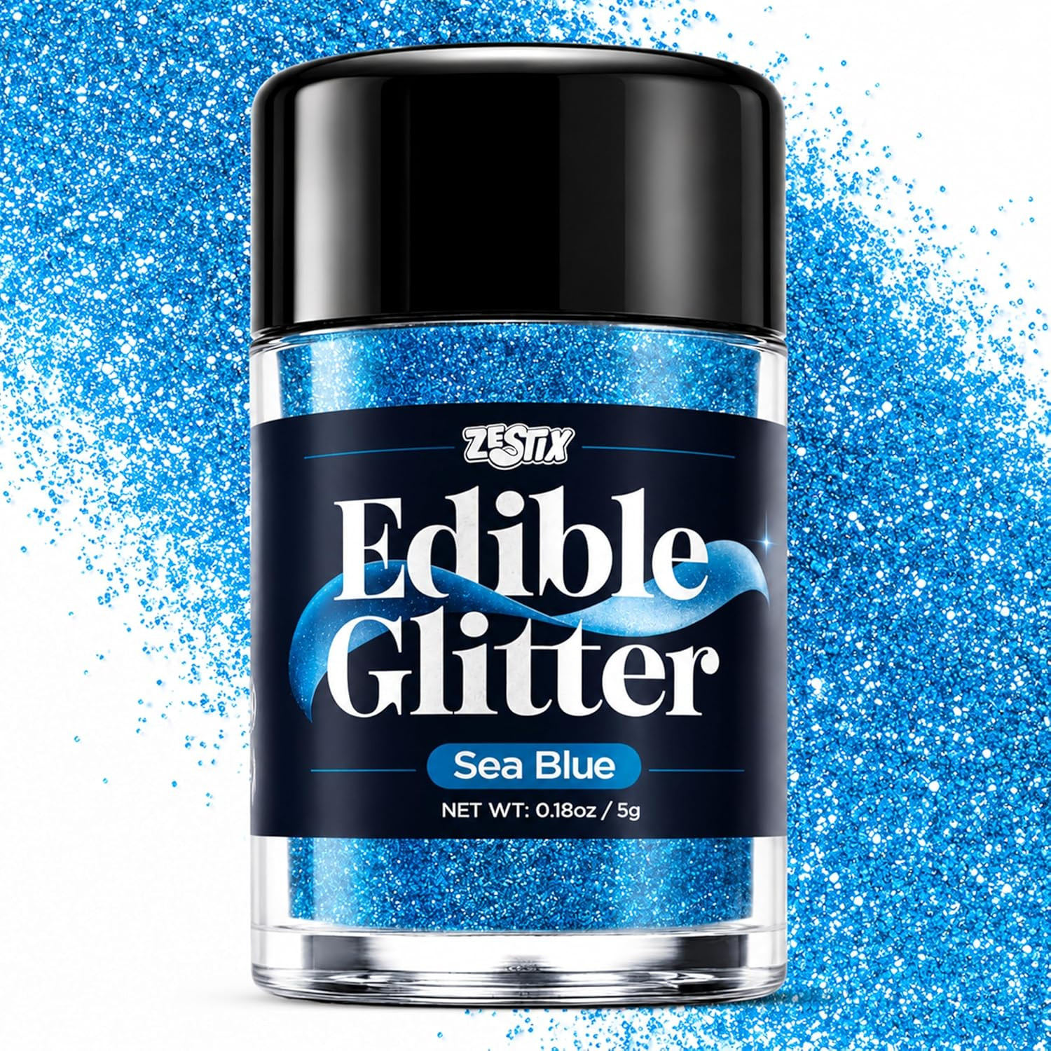 Blue Edible Glitter 5G, Food Grade Luster Dust for Cocktails & Baking, Vibrant B