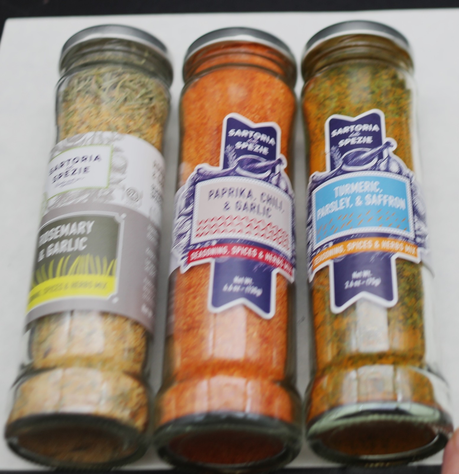 LOT 3 bottle spice SARTORIA SPEZIE Rosemary Garlic + Chili Paprika + Saffron Mix