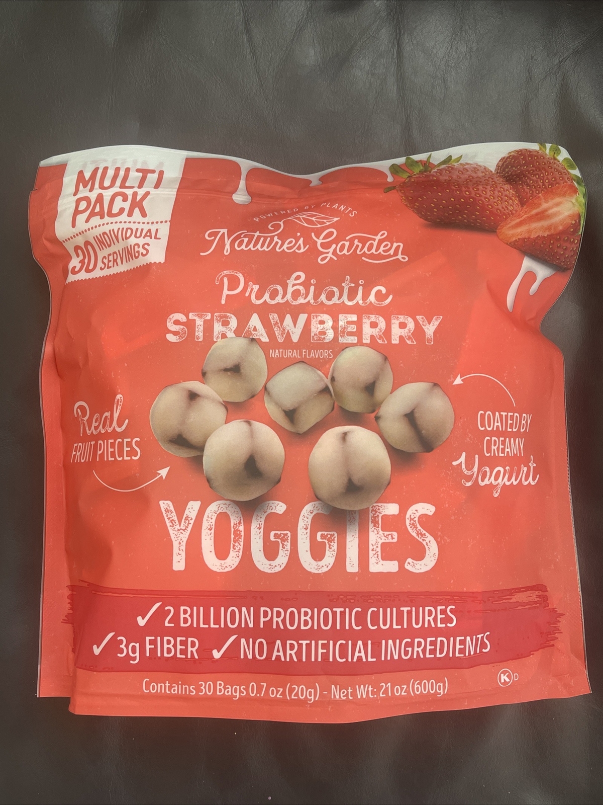 Nature’s Garden Probiotic Yoggie Bites Strawberry, 21oz (30 x 0.7oz), Real Fruit
