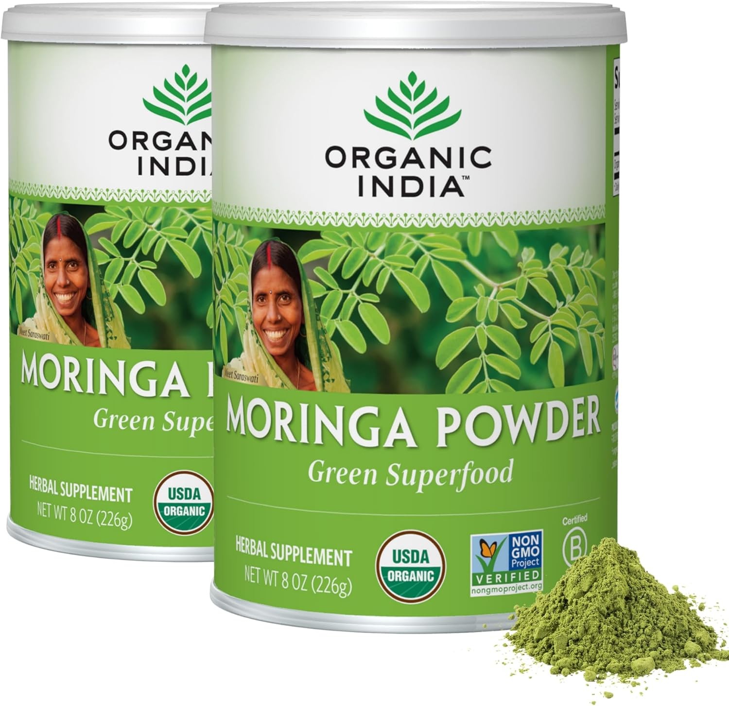 ORGANIC INDIA Moringa Powder – Moringa Oleifera Leaf Herbal Supplement, Green Su