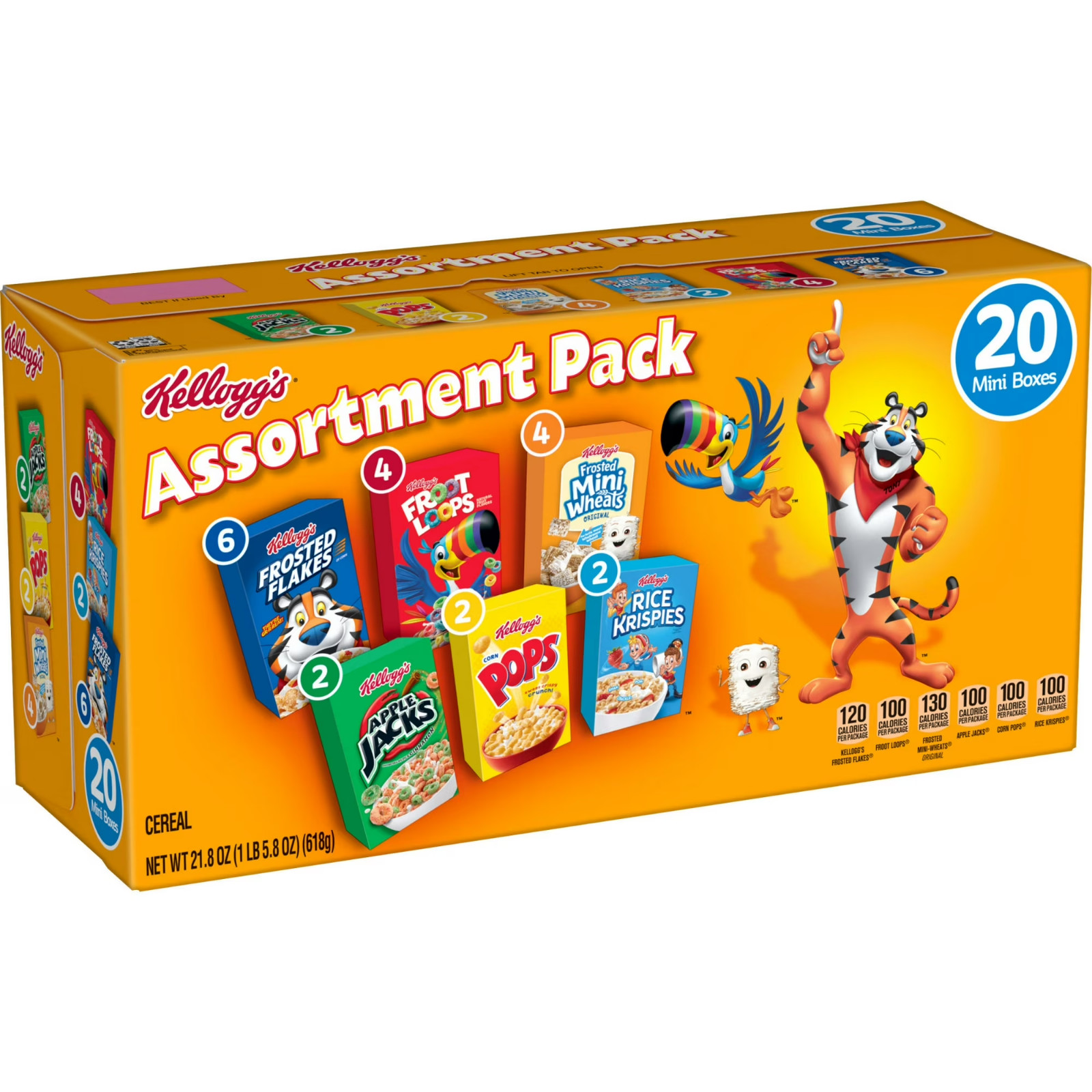 Kellogg’s Breakfast cereal Kids Snacks variety pack 21.8oz Box (20 Boxes)……