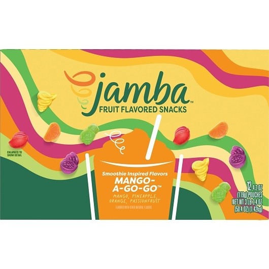 Jamba Mango- A-Go-Go Fruit Flavored Snacks, 4.2 Ounce, 12 Per Box, 3 Per Case