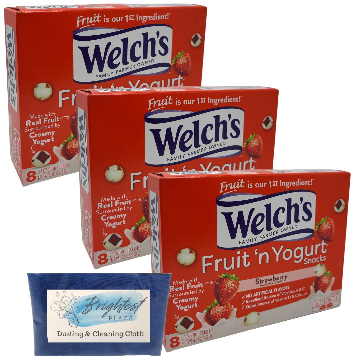 Welch’s Fruit n Yogurt Strawberry Snacks Yogurt Covered Berries Pack of 3 Boxes
