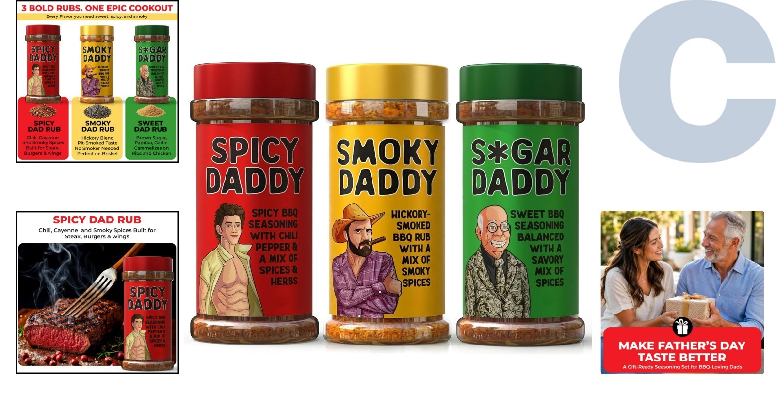BBQ Rubs Gift Set for Men – Sweet, Spicy, Smoky Blends for Grilling Enthusiasts