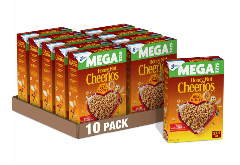 Honey Nut Cheerios Heart Healthy Cereal, Mega Size, 27.2 oz, 10-Pack