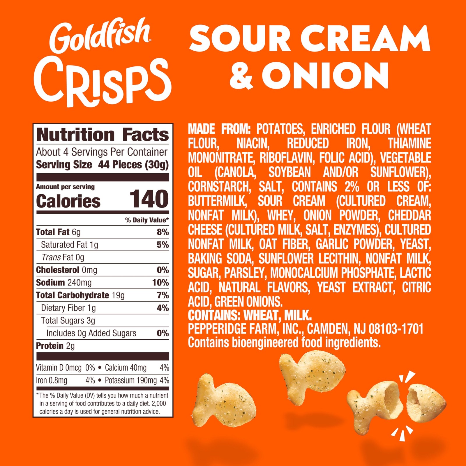 Goldfish Crisps Sour Cream & Onion Baked Chip Crackers, 4.8 Ounce (Pack of 1)