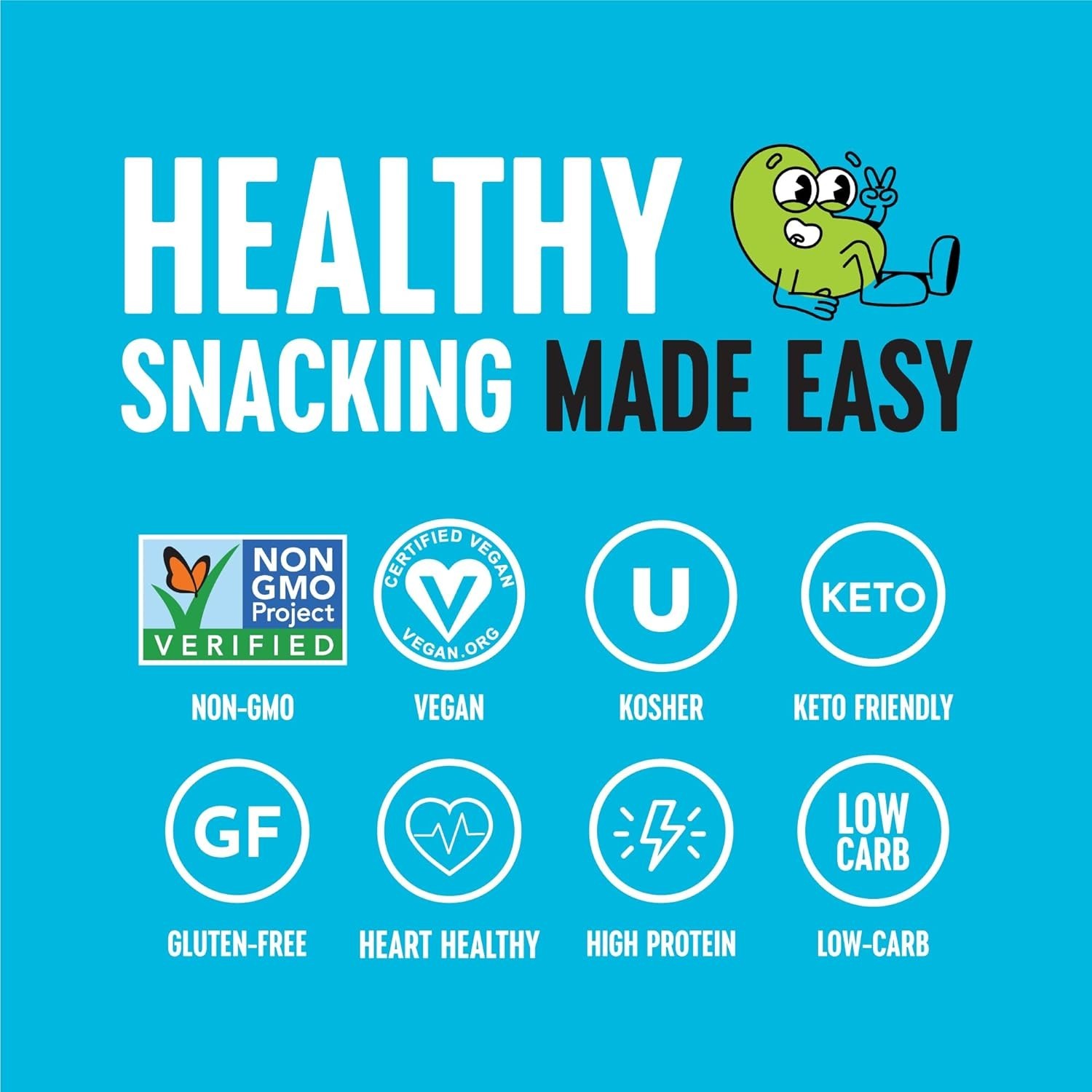 The Only Bean Crunchy Dry Roasted Edamame Snacks (Sea Salt), Healthy High Protei