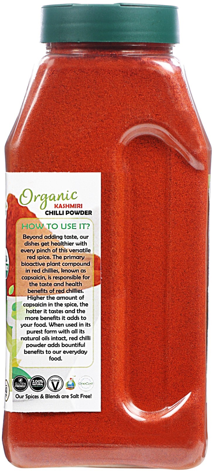 Rani Organic Kashmiri Chilli Powder (Deggi Mirch, Low Heat) 16oz (1lb) 454g Jar