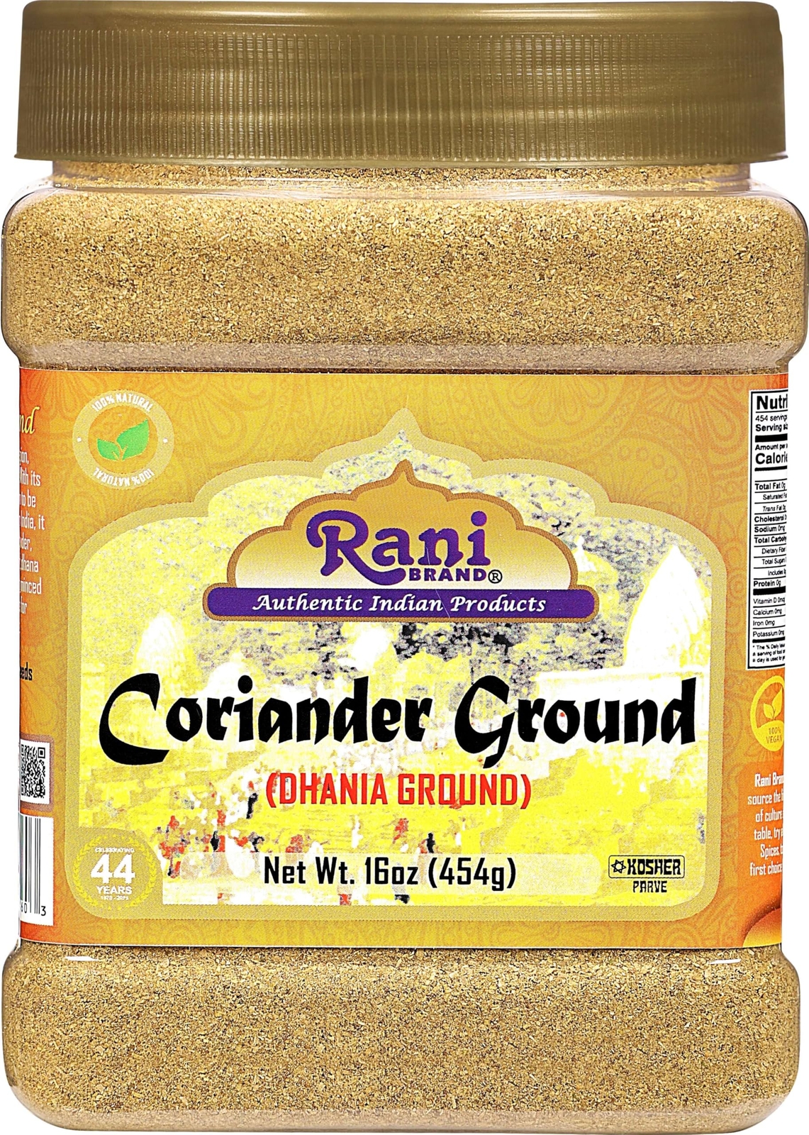 Rani Coriander Ground Powder (Indian Dhania) Spice 16oz (1lb) 454g PET Jar