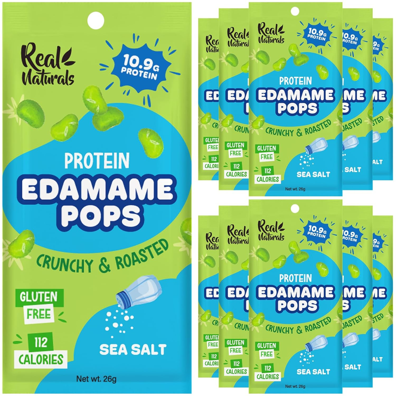 Crunchy roasted Edamame Beans snack (10 Pack sea salt) high Protein snack dry ro