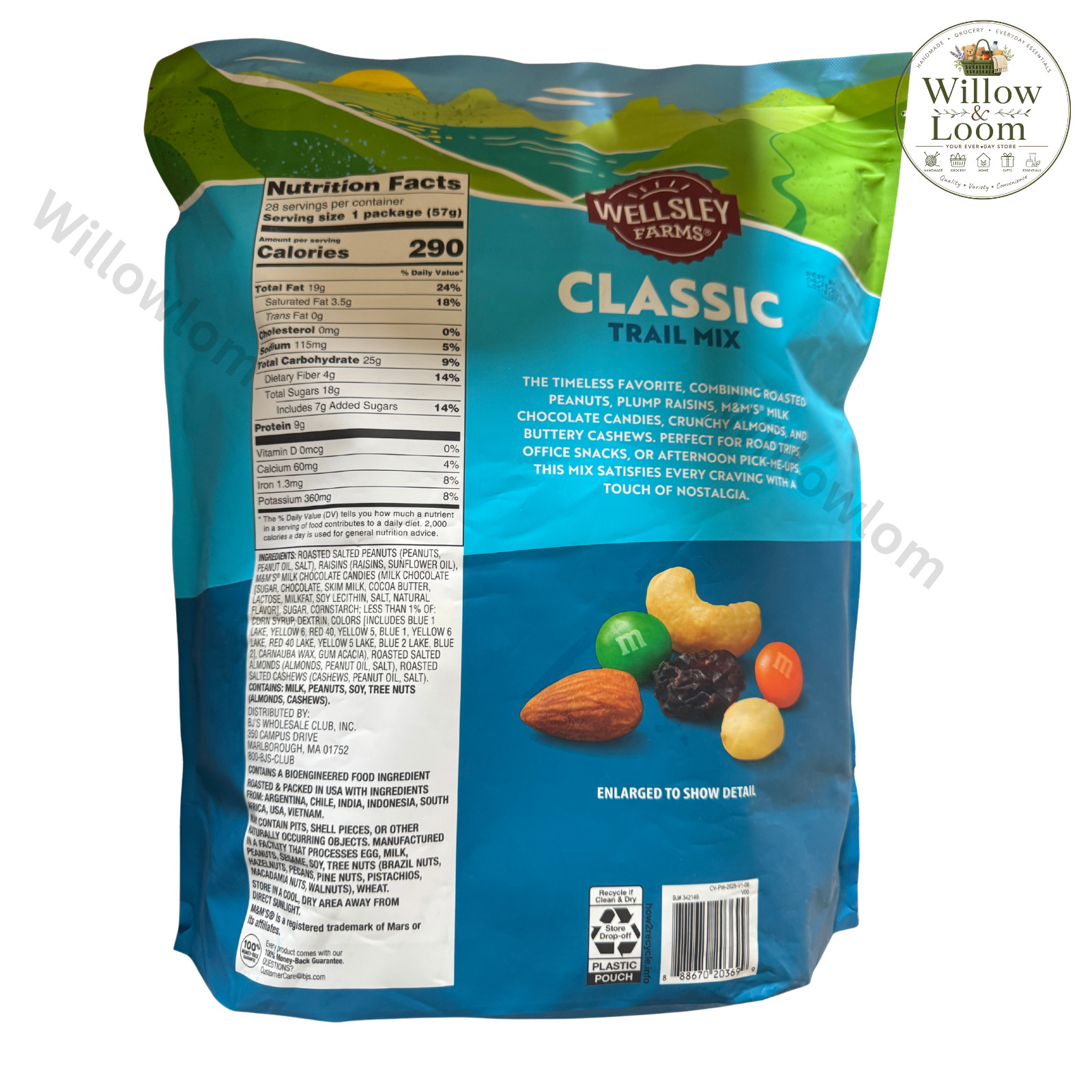 Wellsley Farms Classic Trail Mix Multi Pack Snack Packs 28 Count 3.5 lbs Pouch