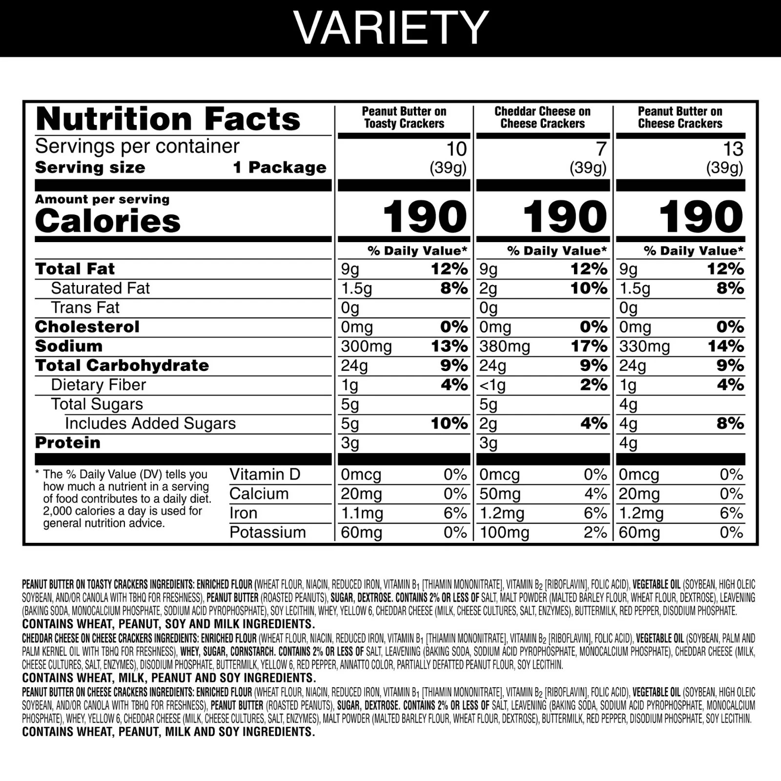 Austin Sandwich Crackers Variety Pack – Single Serve, 30 Count