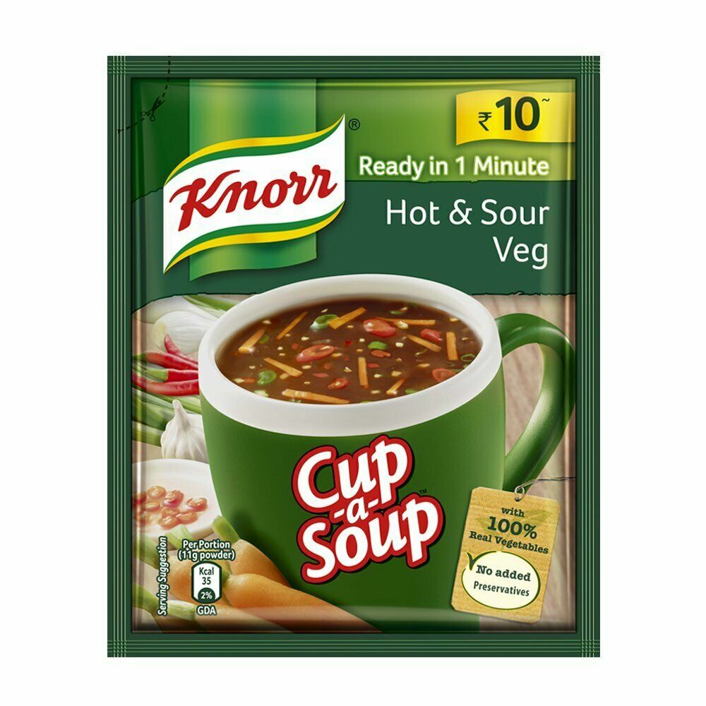 Knorr Instant Hot & Sour Veg Cup a Soup with Real Vegetables Ready in 1 Minute