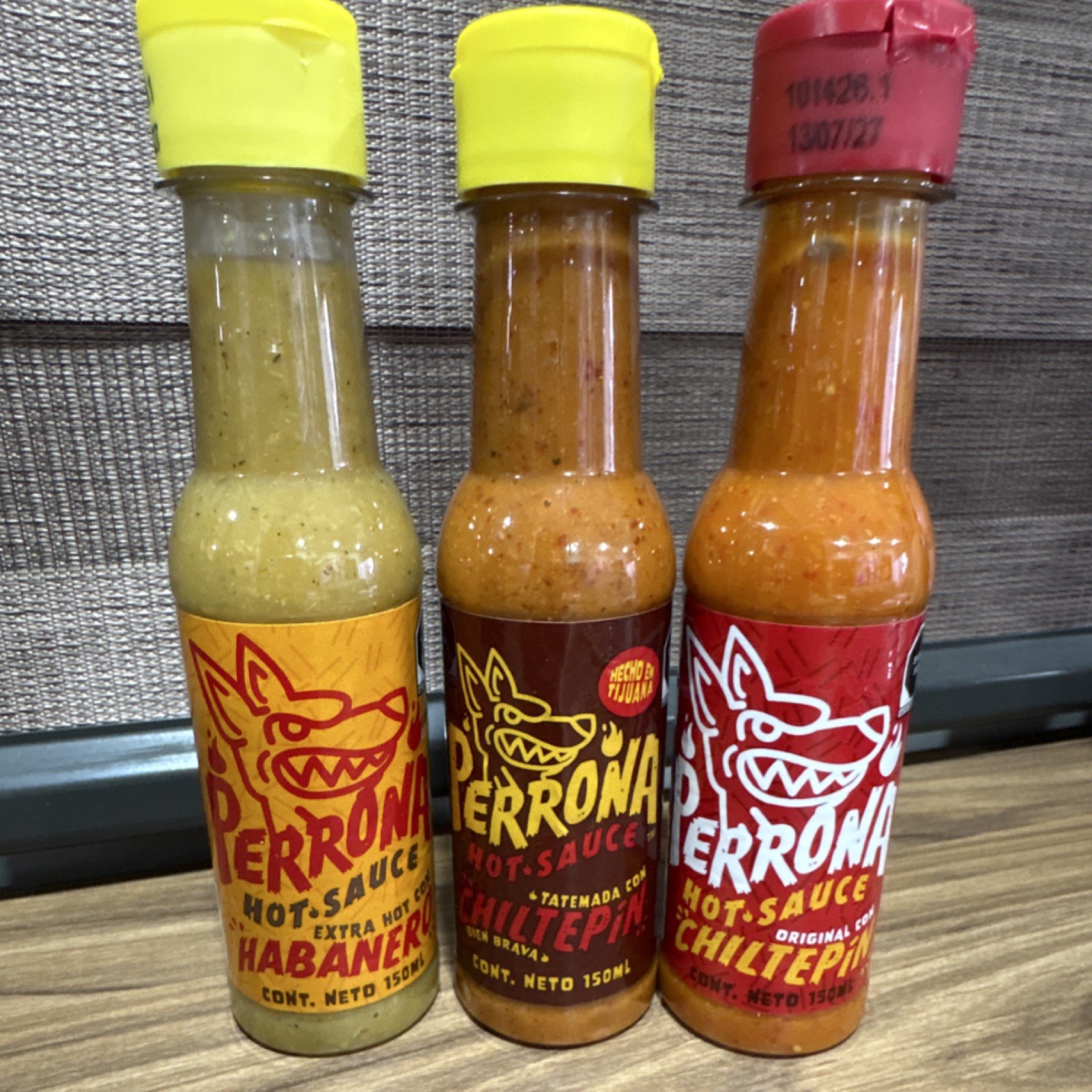 Perrona Hot Sauce Trio Habanero & Chiltepin 150ml c/u Mexican Extra Hot Pack