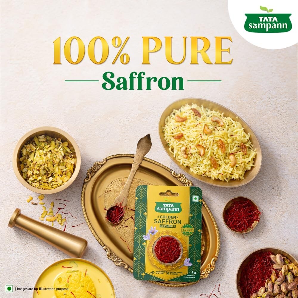 Tata Sampann Golden Saffron, 1g, Natural Aroma & Colour, Pure Kesar,