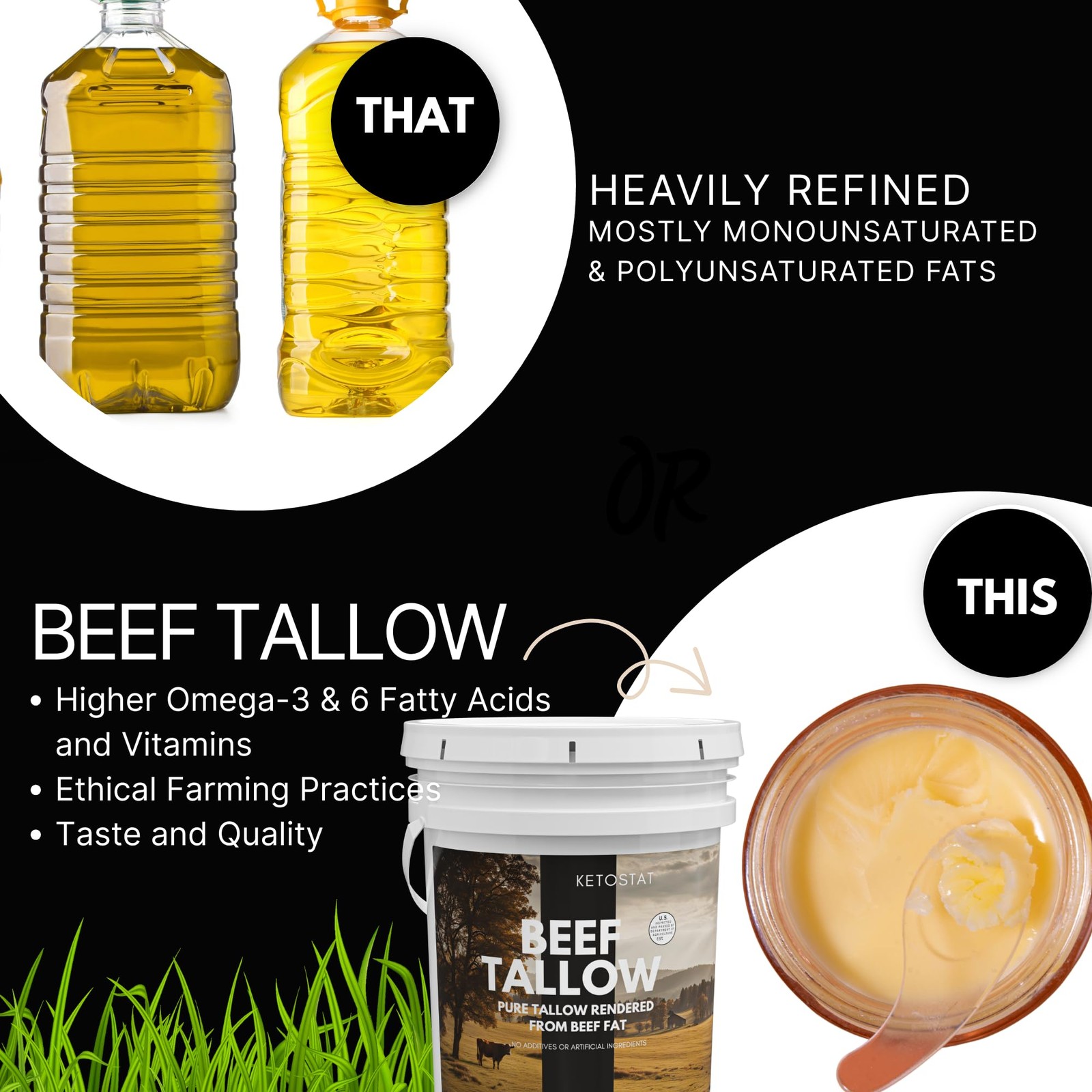 Beef Tallow 3.75 LB / 60 Oz For Cooking