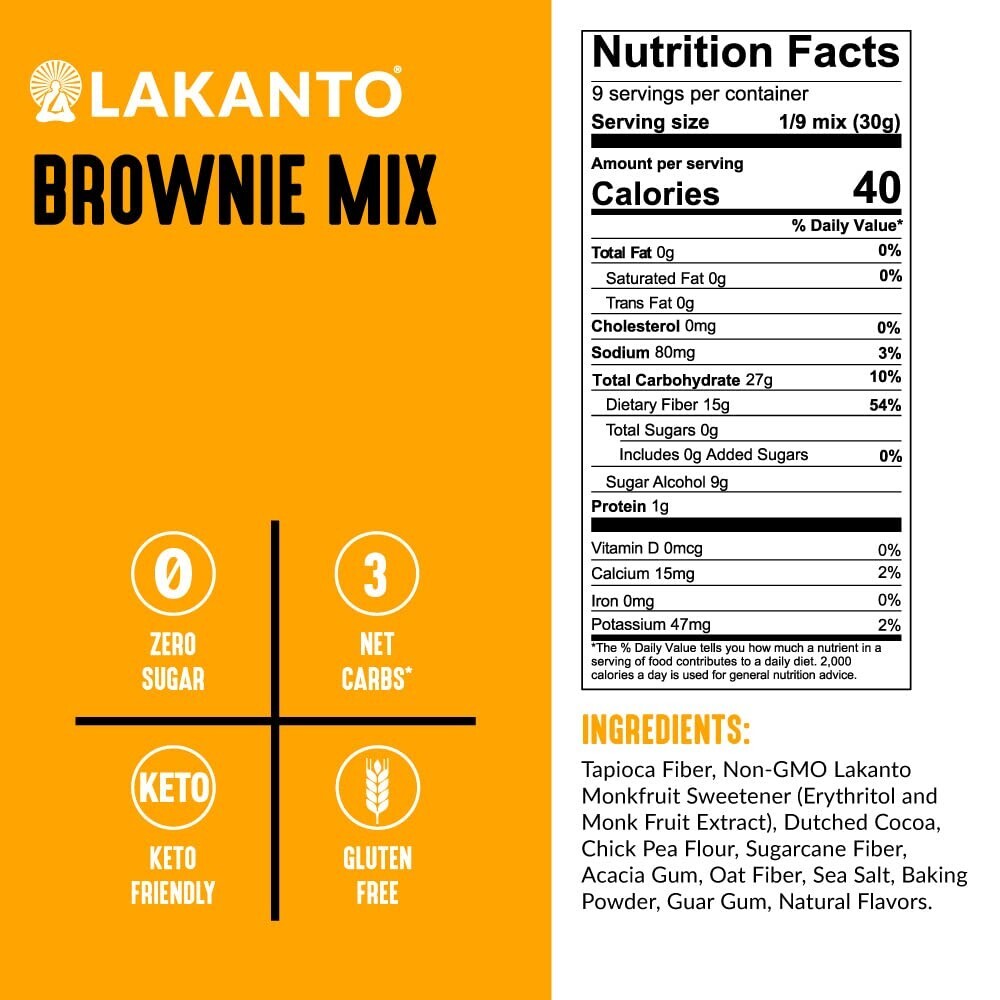 Lakanto Sugar Free BROWNIE MIX Monk Fruit Sweetener Keto 9.7Oz. 2 Bags DEC 2026