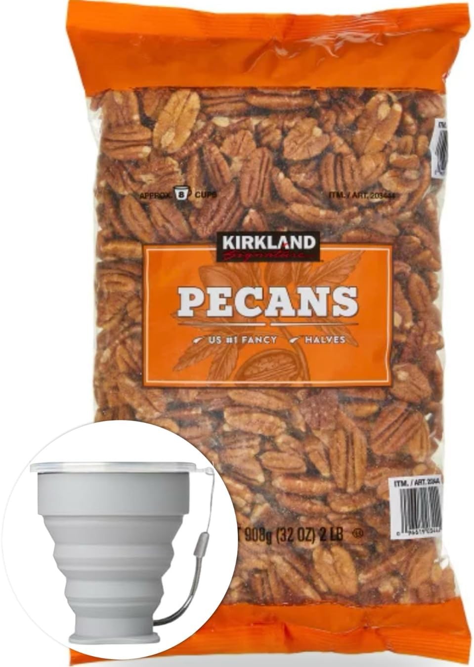 Kirkland Signature Pecan Halves, Baking Nuts, 2 lbs Item 203444. Bundle with