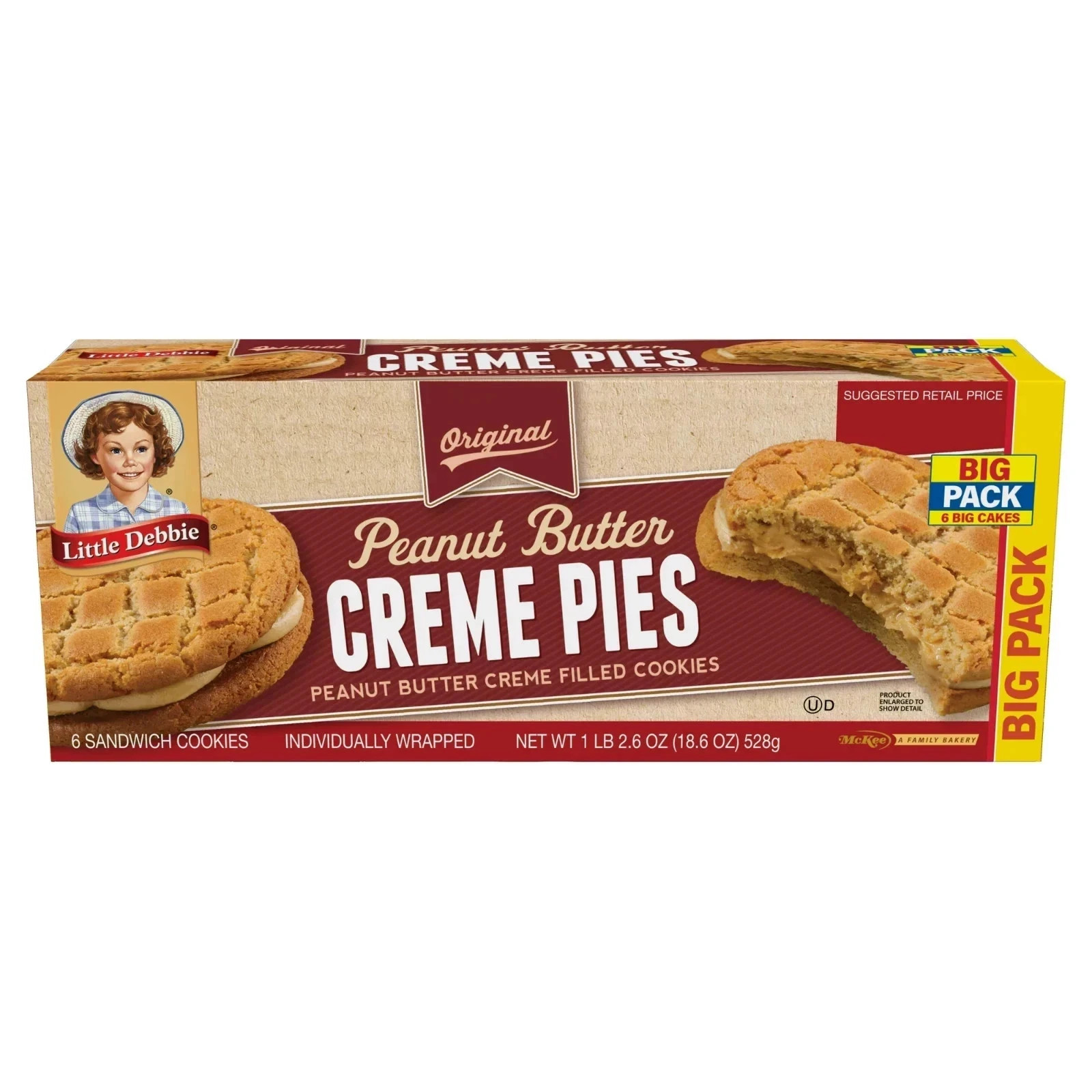 Little Debbie Big Pack Peanut Butter Creme Pies, 18.6 oz