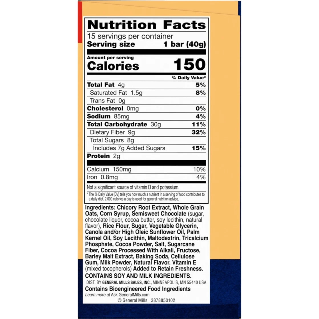 Fiber One Chewy Bars, Oats & Chocolate, Fiber Snacks, Mega Pack, 15 ct