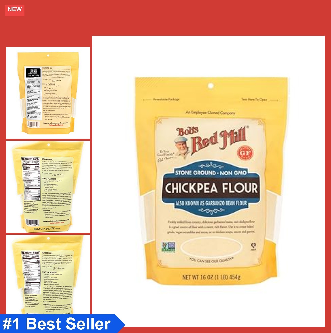 Garbanzo Bean Flour 16 Ounce Chickpea Flour for Baking and Cooking