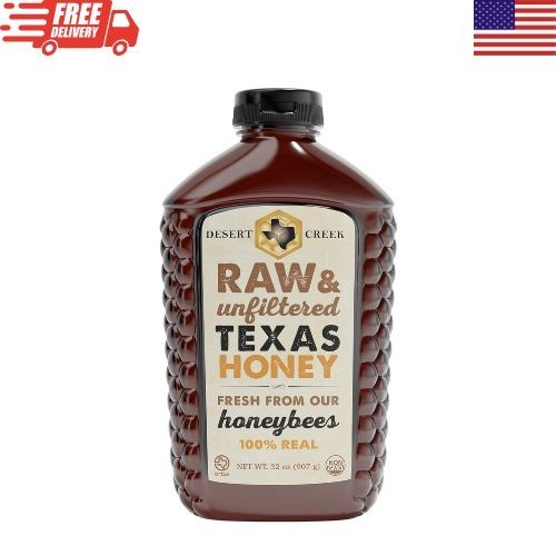 Desert Creek Raw Honey 2 lb 100% Pure Unfiltered Texas Honey Natural Sweetener