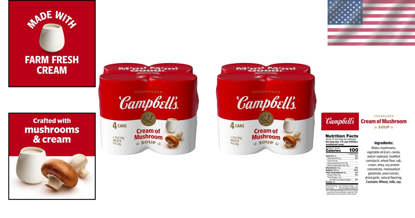 Rich & Flavorful Condensed Cream of Mushroom Soup – 10.5 oz x 8 Cans