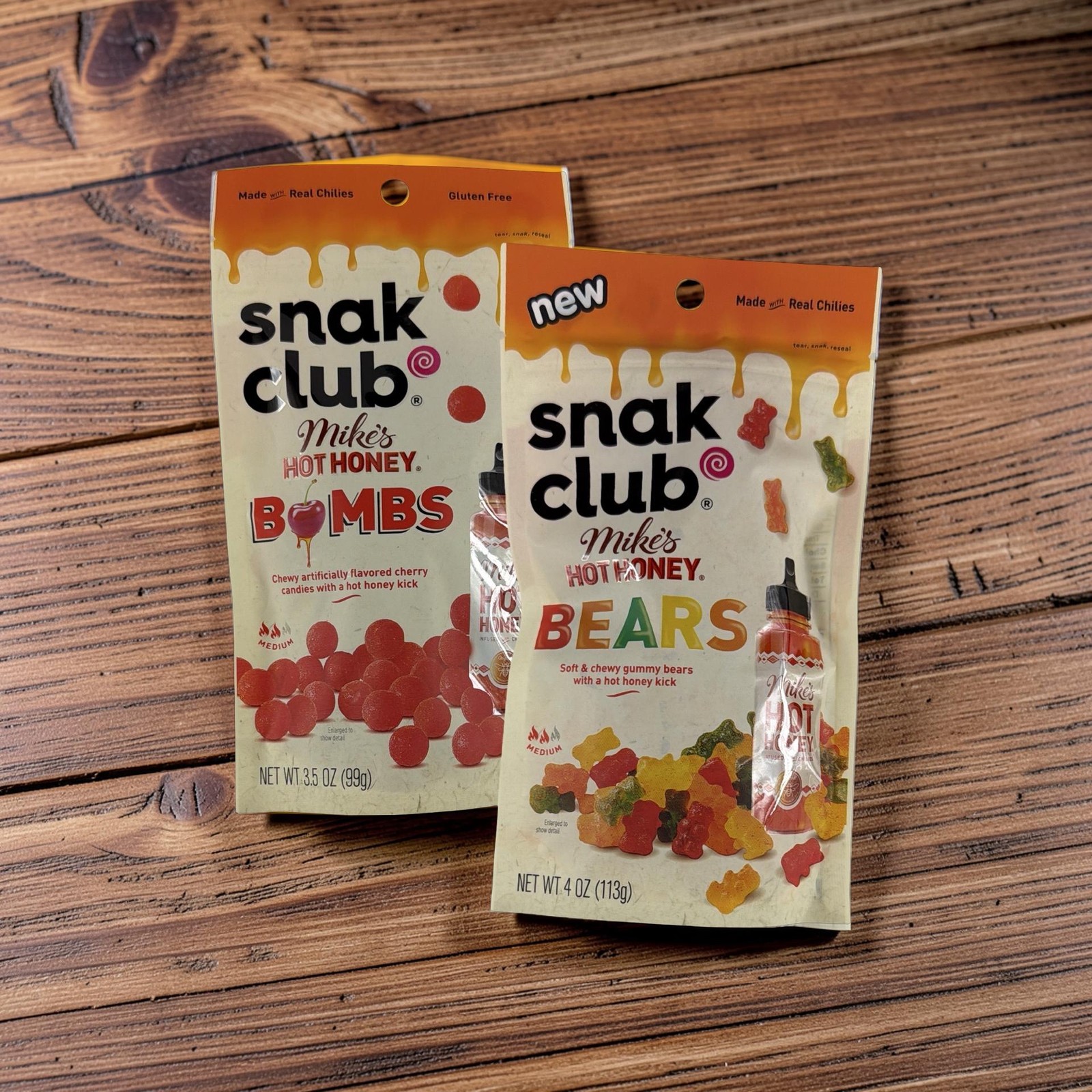 Snak Club Mike’s Hot Honey Flavored Candy – Cherry Bombs or Gummy Bears | 2 Pack