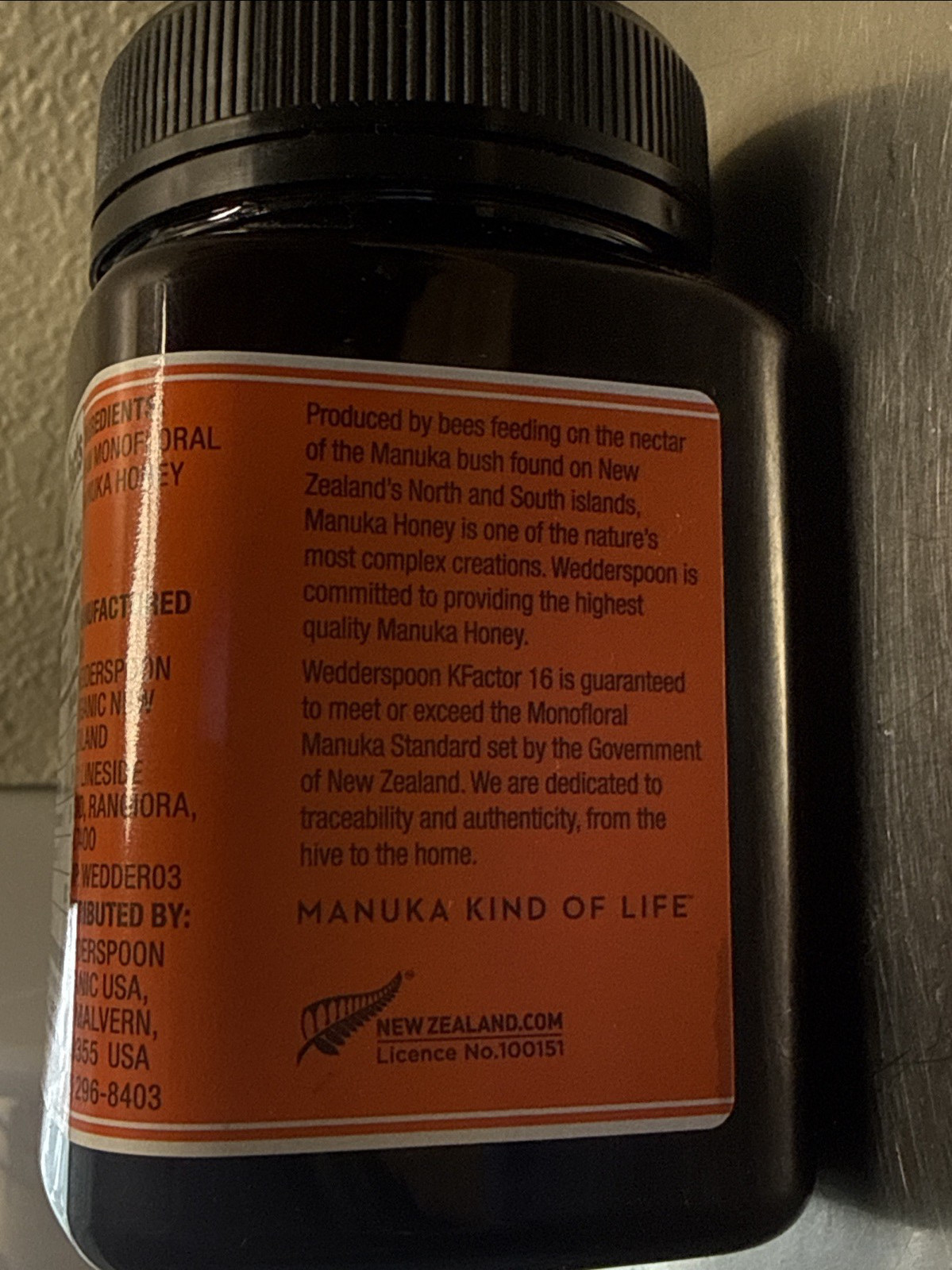 MANUKA HONEY WEDDERSPOON NEW ZEALAND RAW KFACTOR 16 + 1.1lb 500g NEW Sealed