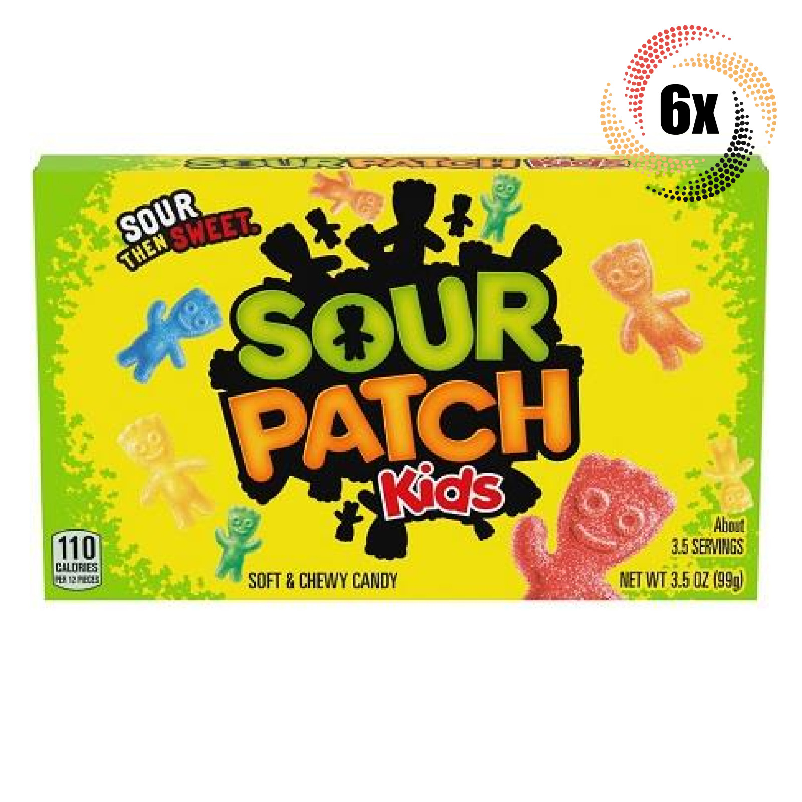 6x Packs | Sour Patch Kids Sour Assorted Soft & Chewy Candy Theater Box | 3.5oz