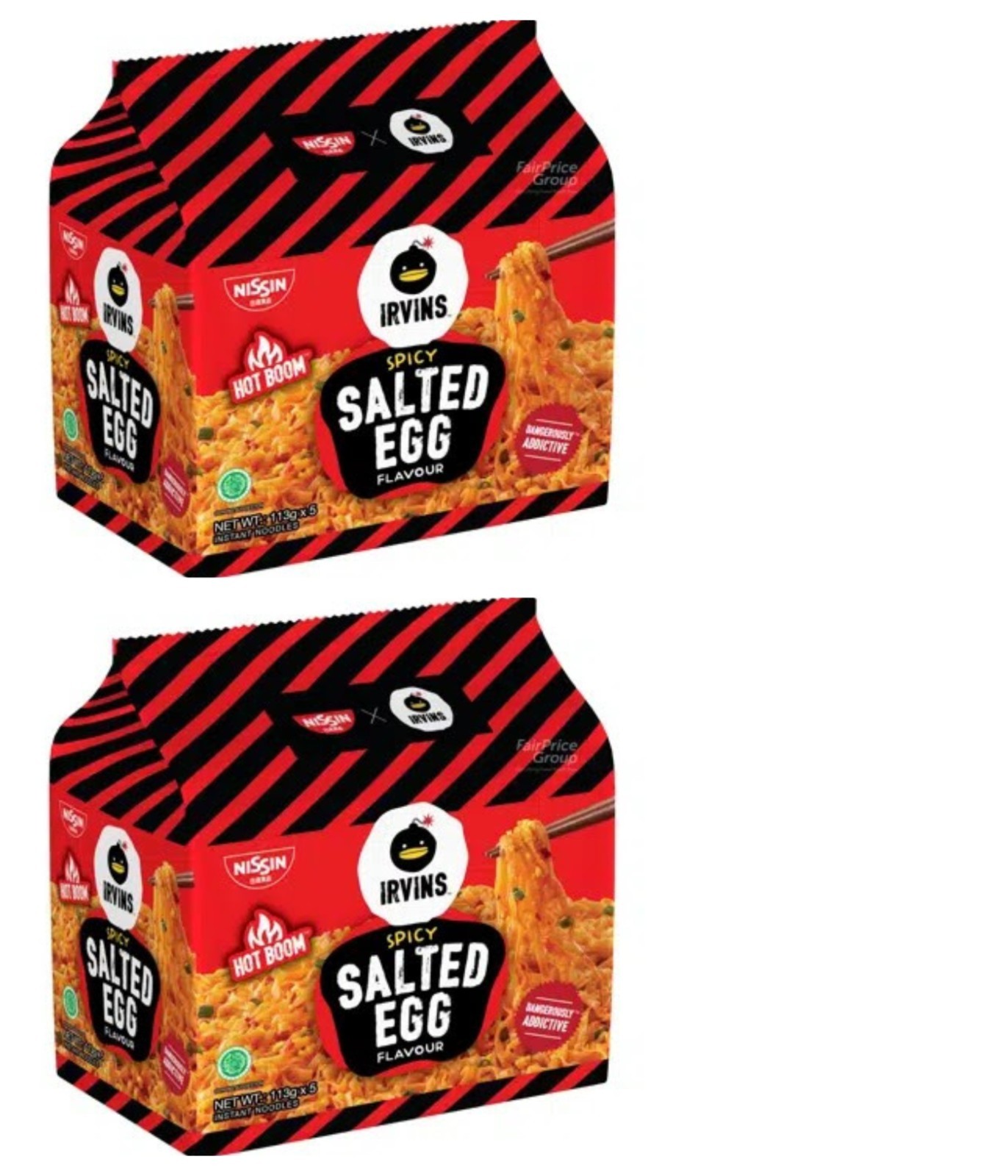 2 × (IRVINS) Salted eggs spicy flavours noodles (113g×5 packs) each
