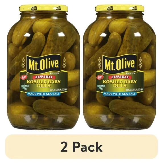 (2 pack) Mt. Olive Kosher Baby Dill Jumbo Pickles – 66 fl oz