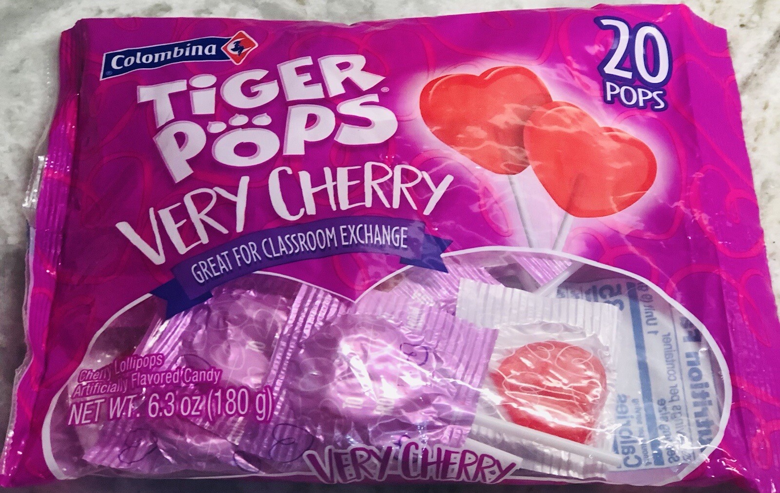 tiger pops very cherry 20 piece valentines candy 6.3oz -Brand New-SHIPS N 24 HRS