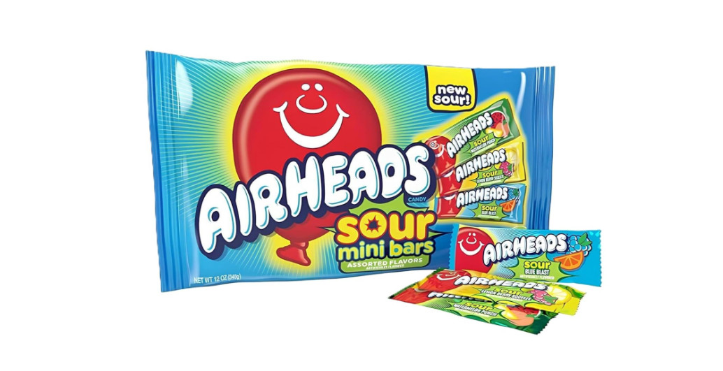 Airheads Mini SOURS Candy Bars, Sour Watermelon Punch, Blue Blast, and Lemon Ber