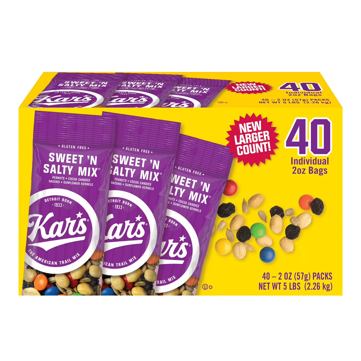 Kar’s Sweet ‘n Salty Trail Mix Snack Packs, 2 oz Bags, 40 Count. FREE SHIPPING